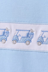 Blue golf cart embroidery pants set