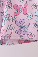 Purple balloon floral bamboo pajama set