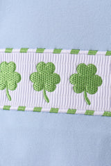 Blue clover embroidery shorts set