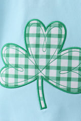 Blue clover applique shorts set