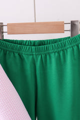 Pink clover applique seersucker pants set