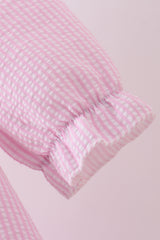 Pink clover applique seersucker dress