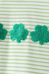 Green clover french knot stripe pants set