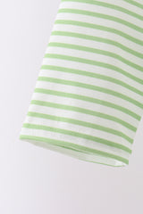 Green clover french knot stripe pants set