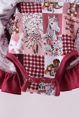 Pink checkered farm bamboo ruffle bubble