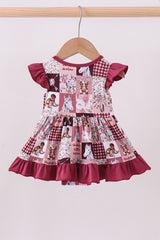 Pink checkered farm bamboo ruffle bubble