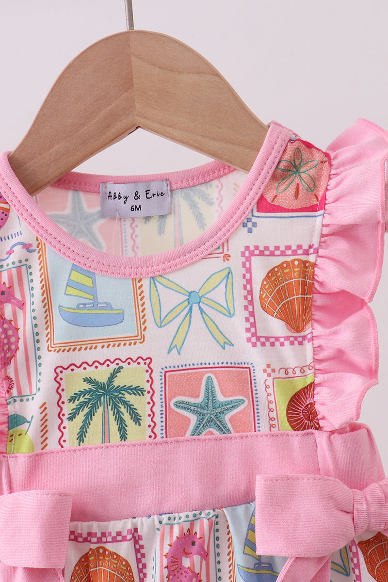 Pink enjoy beach ruffle bubble