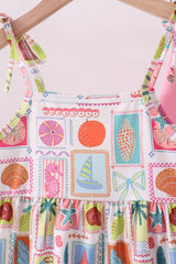 Pink enjoy beach ruffle shorts set