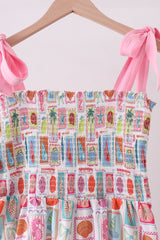 Pink enjoy beach smocked mom&me dress