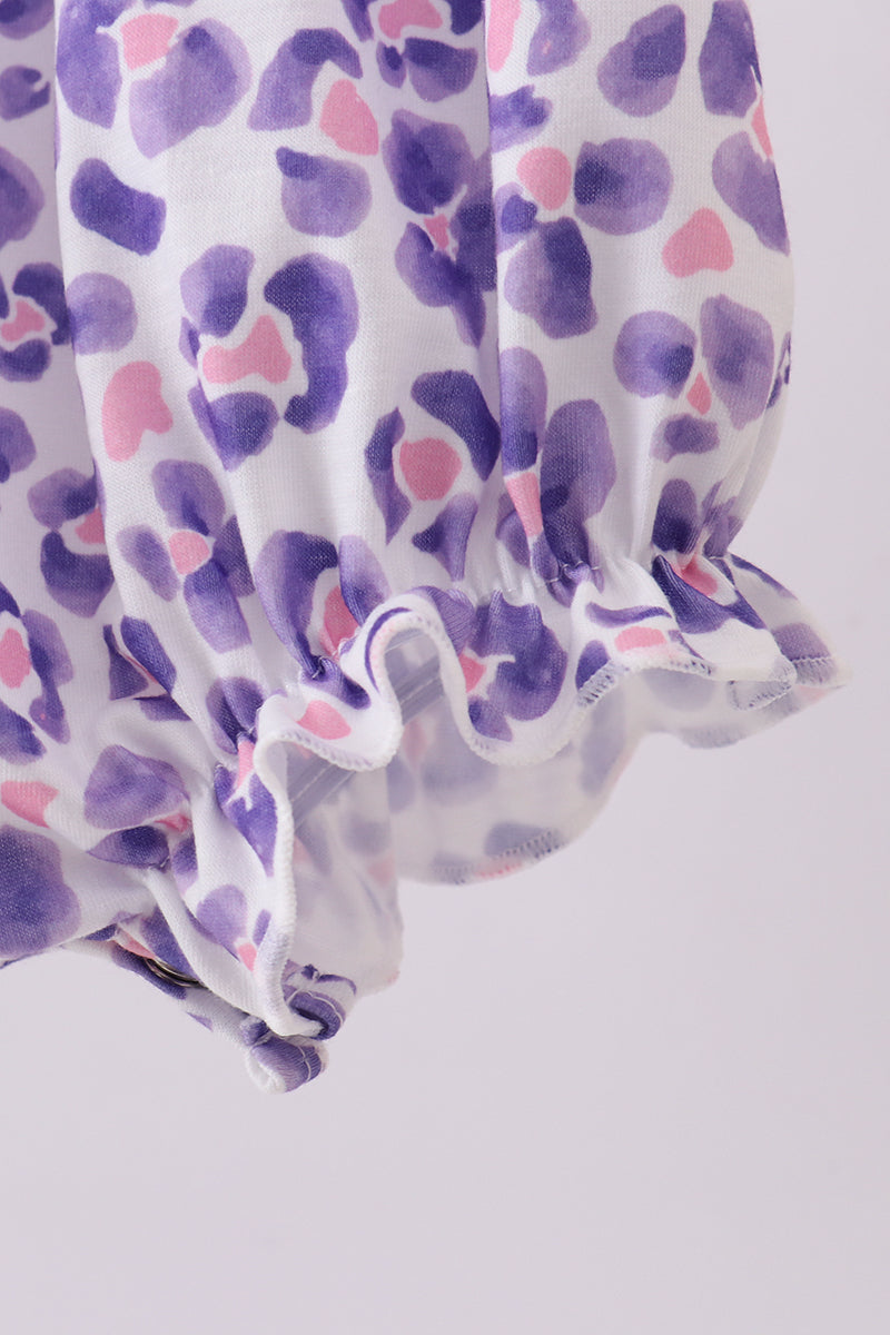 Purple leopard butterfly smocked bubble