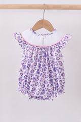 Purple leopard butterfly smocked bubble