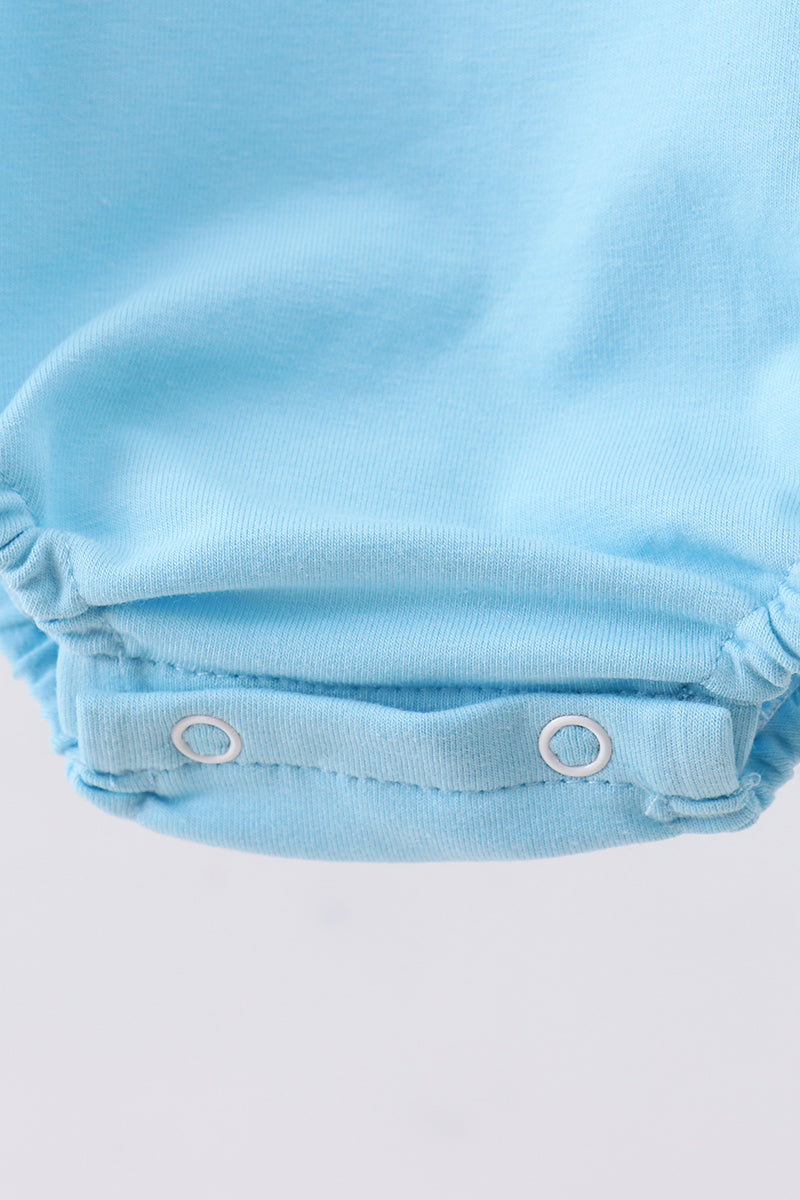 Blue truck embroidery seersucker bubble