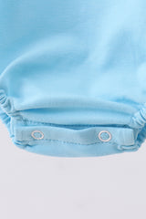 Blue truck embroidery seersucker bubble