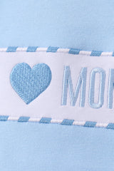 Blue I love MOMMY embroidery gingham shorts set