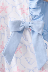 Blue starfish shell ruffle bloomer set