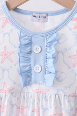 Blue starfish shell ruffle shorts set