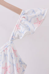 Blue starfish shell tiered women dress