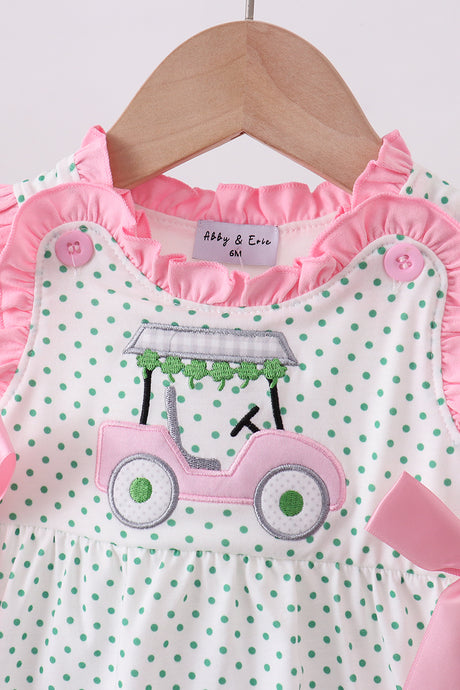 Green clover golf cart applique ruffle bubble