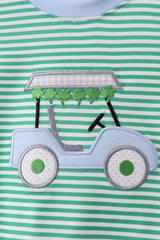 Green stripe clover golf cart applique bubble