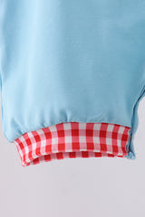 Blue strawberry applique bubble