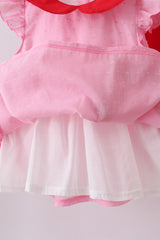 Pink strawberry swiss dot shorts set