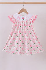 Pink bow hydrangea smocked dress
