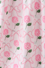 Pink bow hydrangea smocked women dress