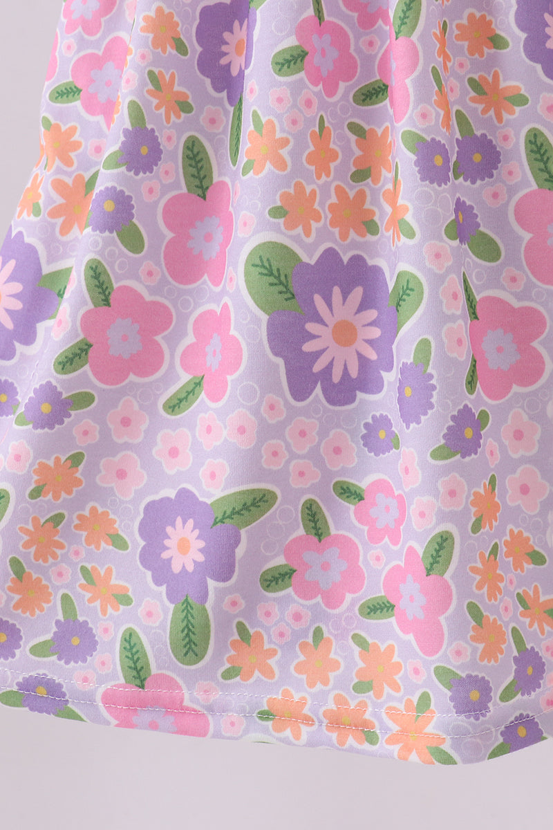 Purple floral Jesus loves me embroidery dress