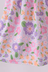 Purple floral Jesus loves me embroidery dress