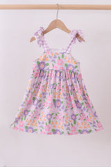 Purple floral Jesus loves me embroidery dress