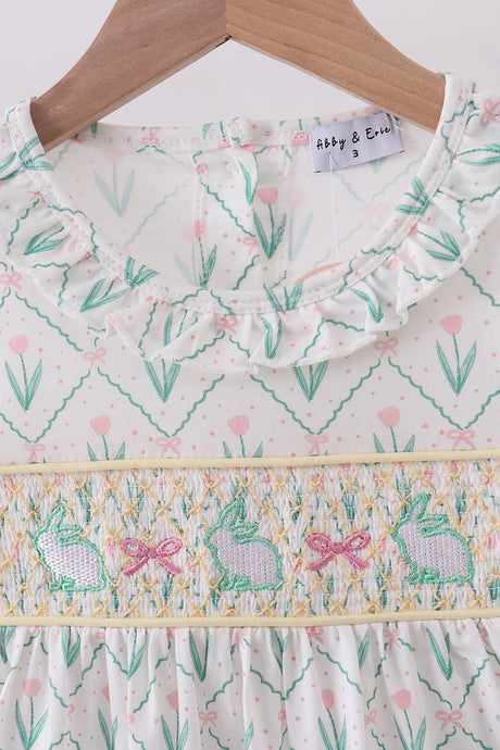 Bunny bow smocked dress