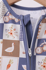 Navy checkered farm bamboo romper