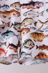 Navy fish bamboo shorts set