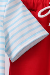 Blue stripe sports Trio applique pants set