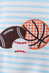 Blue stripe sports Trio applique pants set