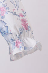 Blue bow floral smocked bubbe