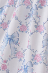 Blue bow floral smocked ruffle dress