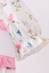 Pink duck smocked bubble