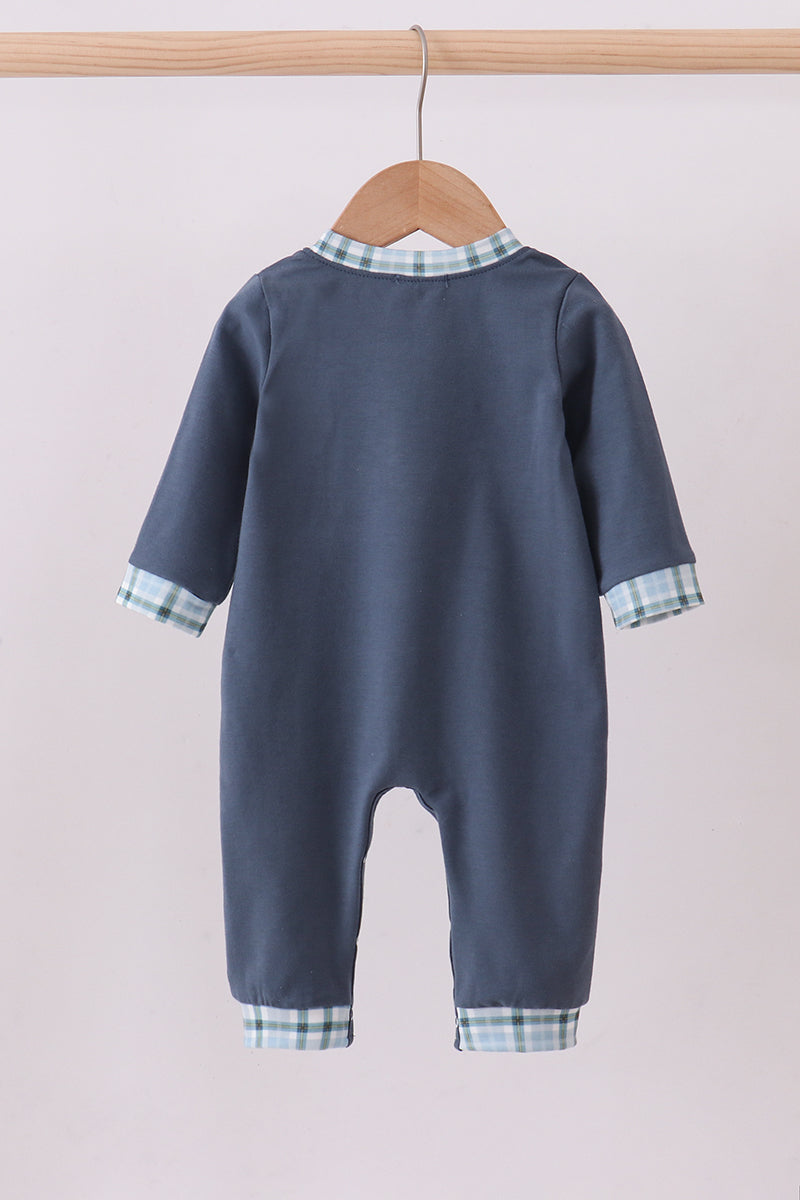 Navy duck embroidery romper