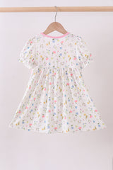 Pink duck embroidery dress