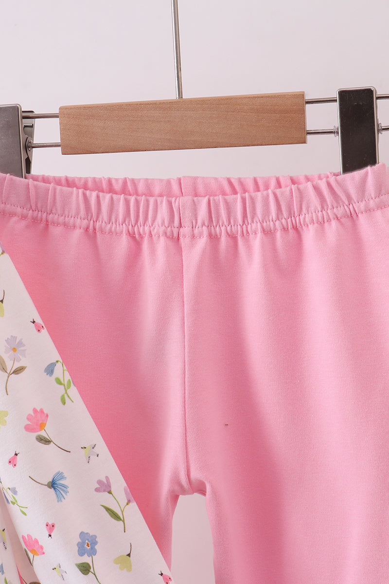 Pink duck embroidery pants set