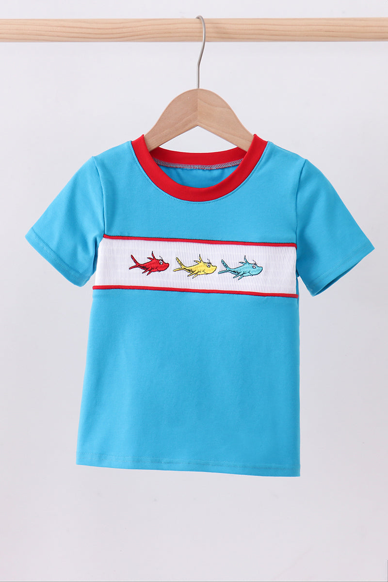 Blue Dr. Seuss smocked top
