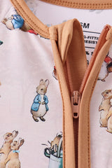 Brown bunny bamboo zipper romper
