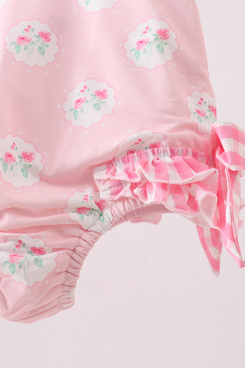 Pink rose ruffle swimsuit