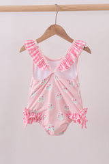 Pink rose ruffle swimsuit