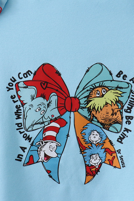 Red stripe Dr. Seuss bow ruffle pants set