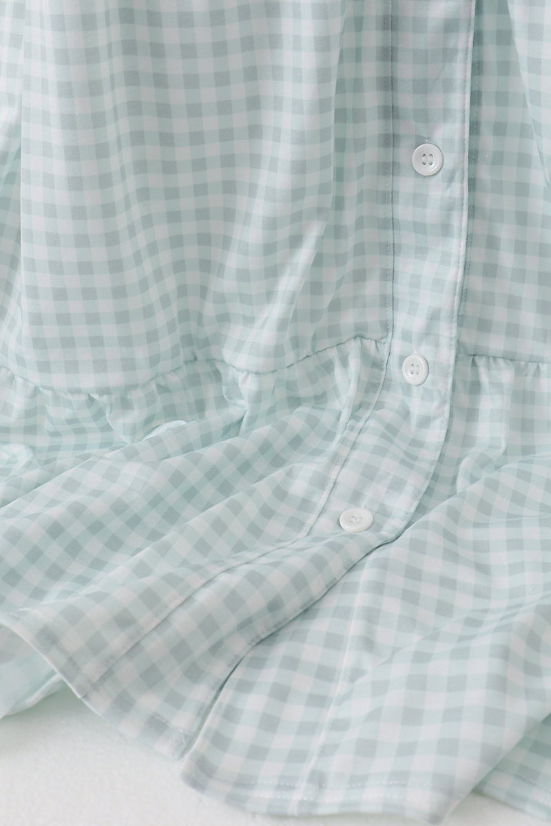 Sage gingham women dress