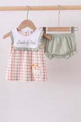 Lawb of god applique plaid bloomer set