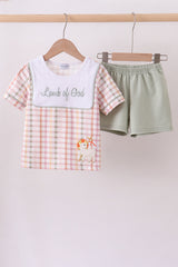 Lawb of god applique plaid shorts set