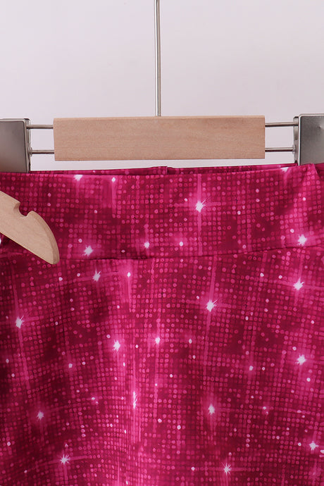 Wine red glitter skort set